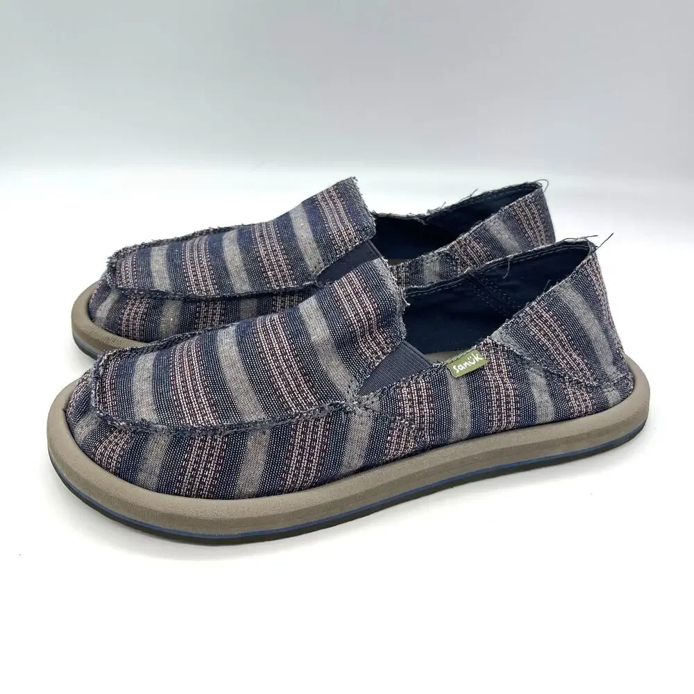 Sanuk Men's / Boys Sidewalk Surfer Canvas Slip-on Shoes Loafers Size 6